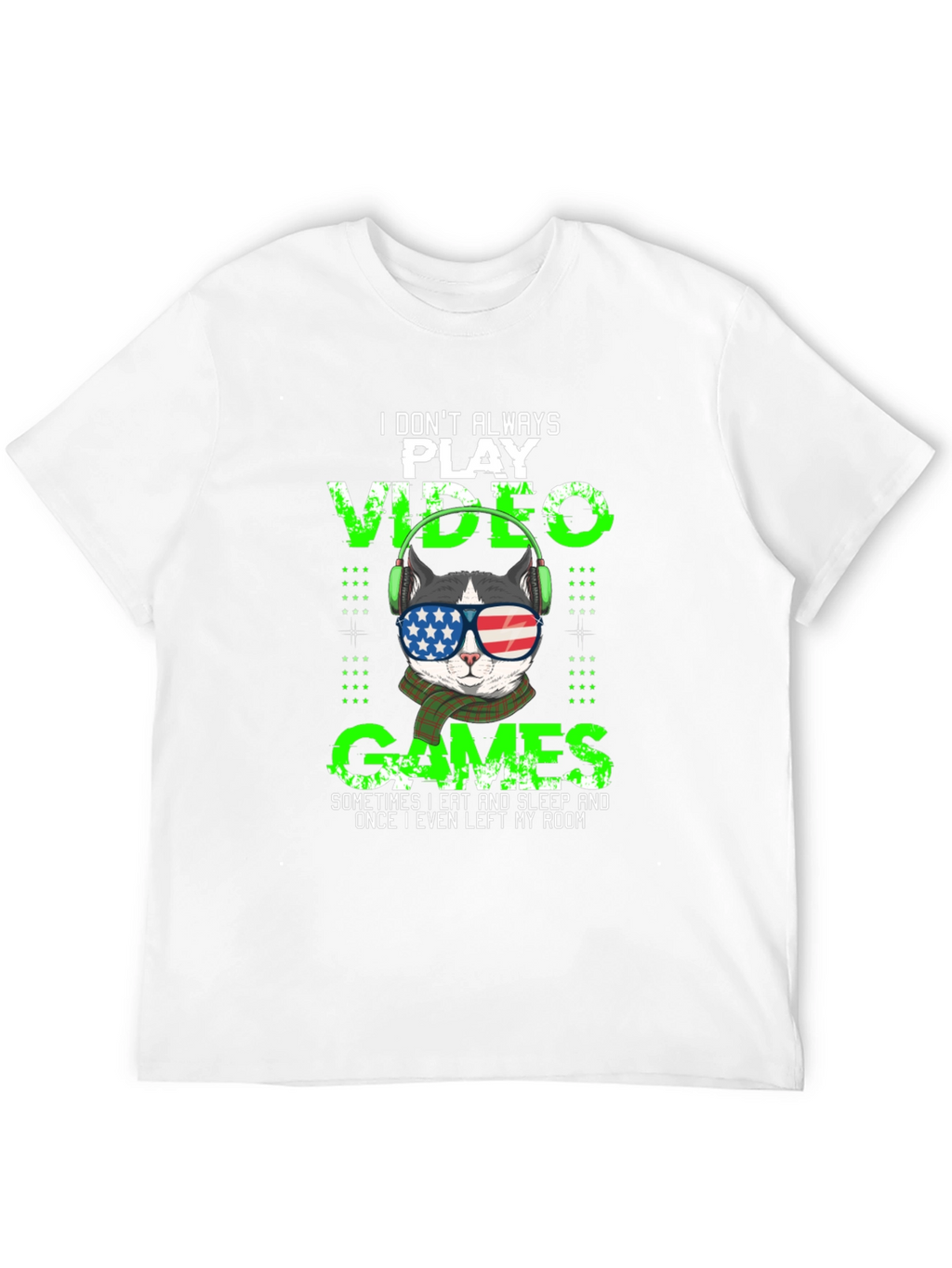 Gamer Cat T-Shirt - American Flag Sunglasses