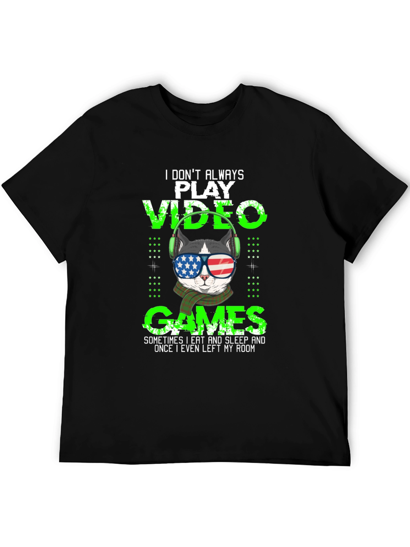 Gamer Cat T-Shirt - American Flag Sunglasses