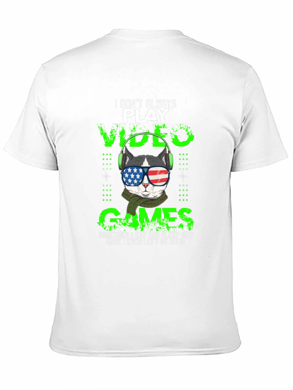 Gamer Cat T-Shirt - American Flag Sunglasses