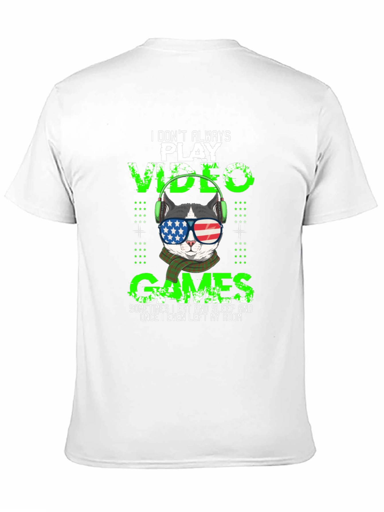 Gamer Cat T-Shirt - American Flag Sunglasses