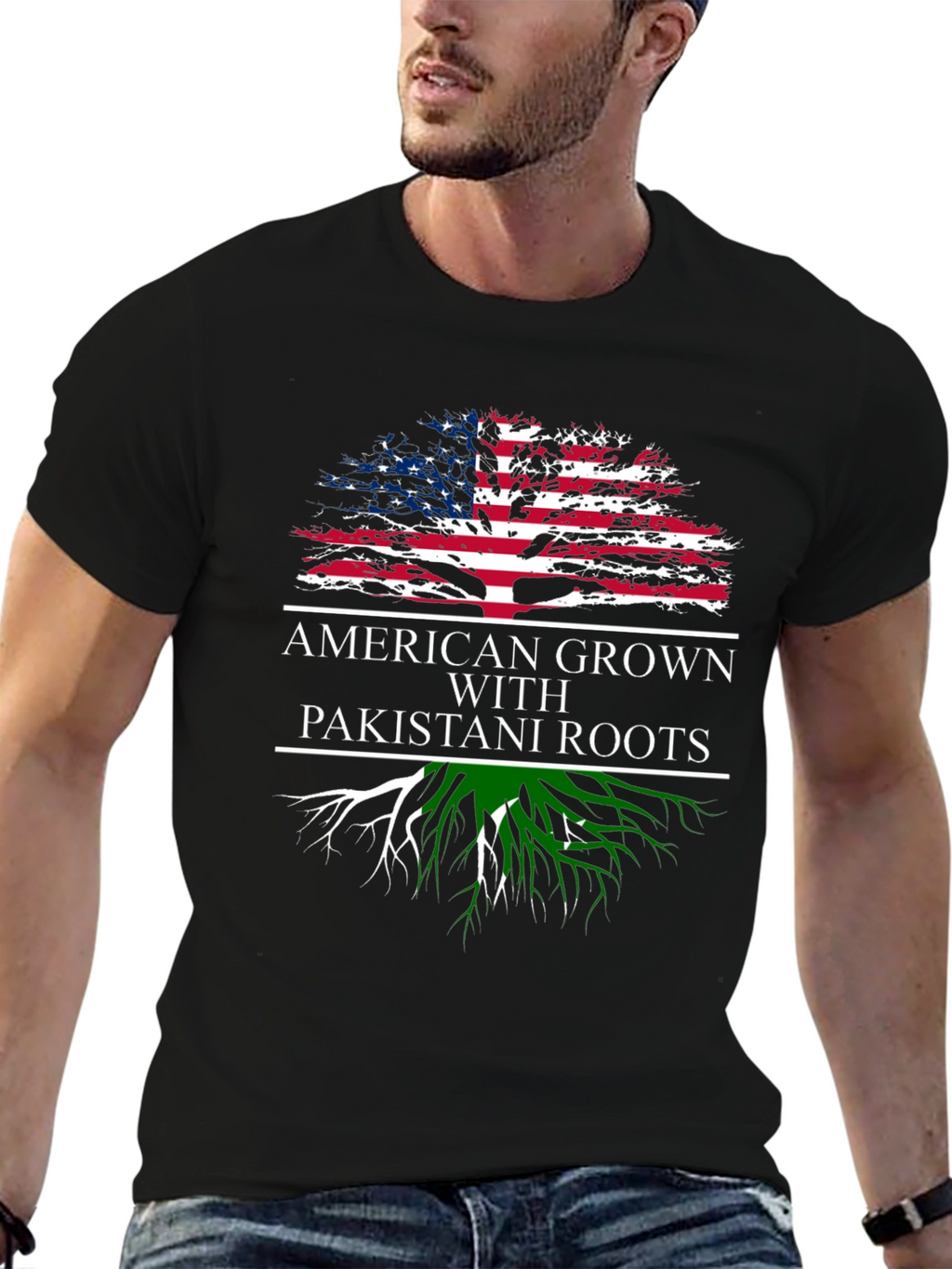 American Grown Pakistani Roots Graphic T-Shirt