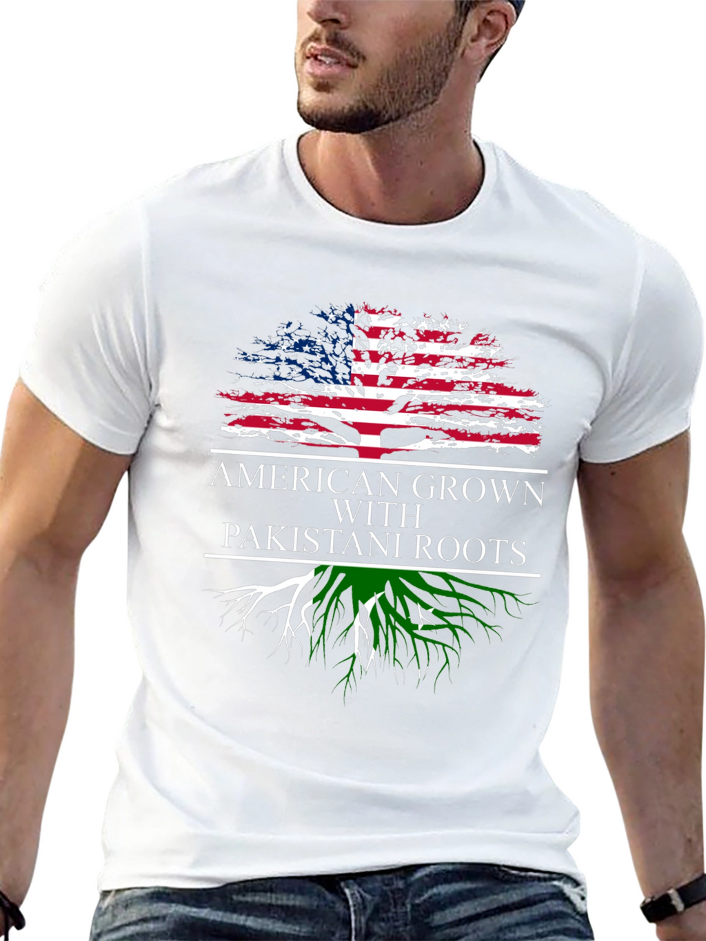 American Grown Pakistani Roots Graphic T-Shirt