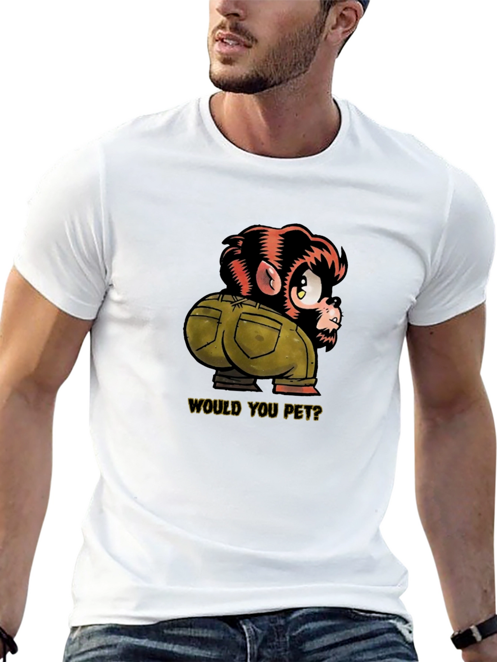 Monkey Butt T-Shirt - Would You Pet? Novelty Tee