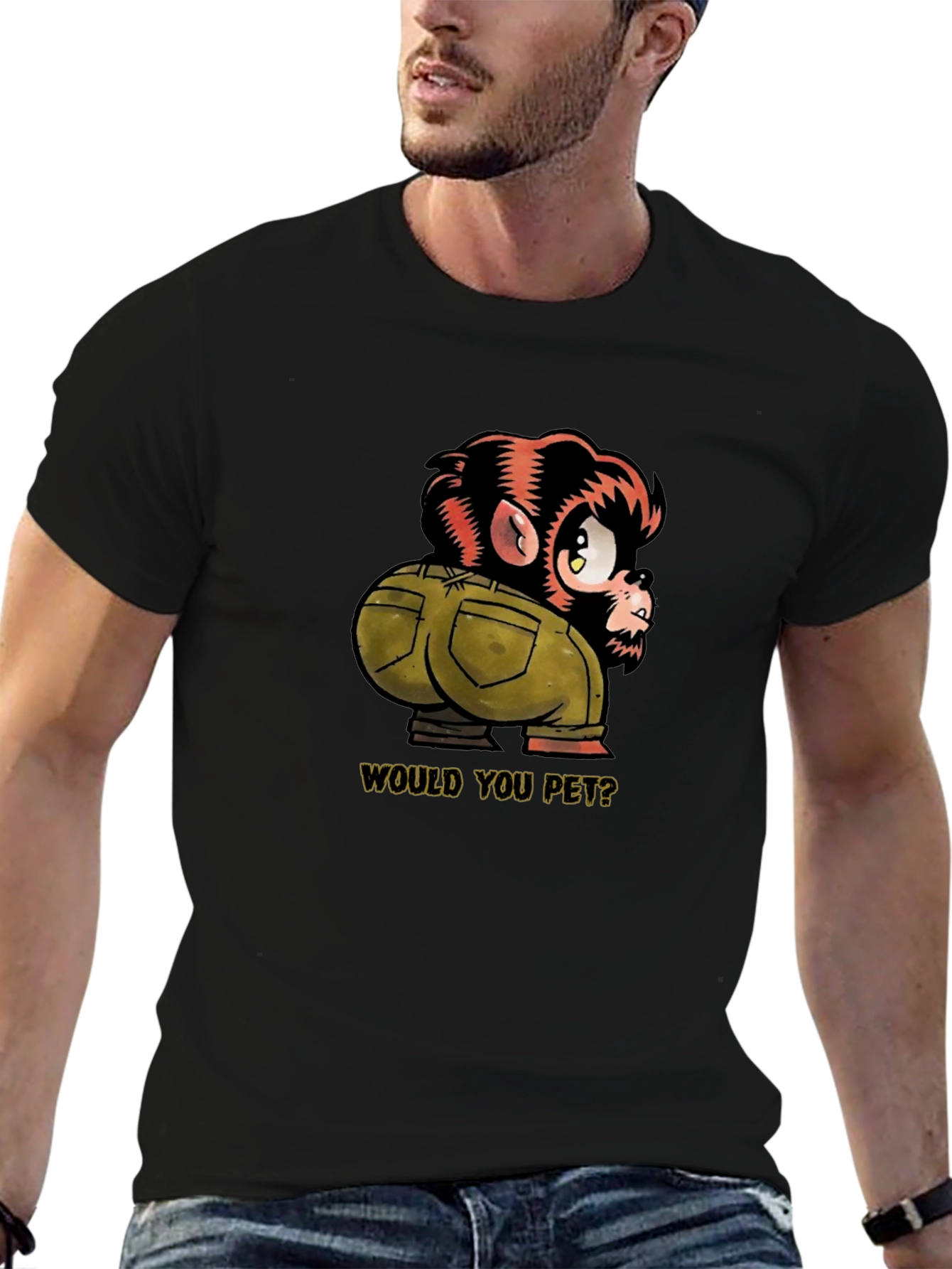 Monkey Butt T-Shirt - Would You Pet? Novelty Tee