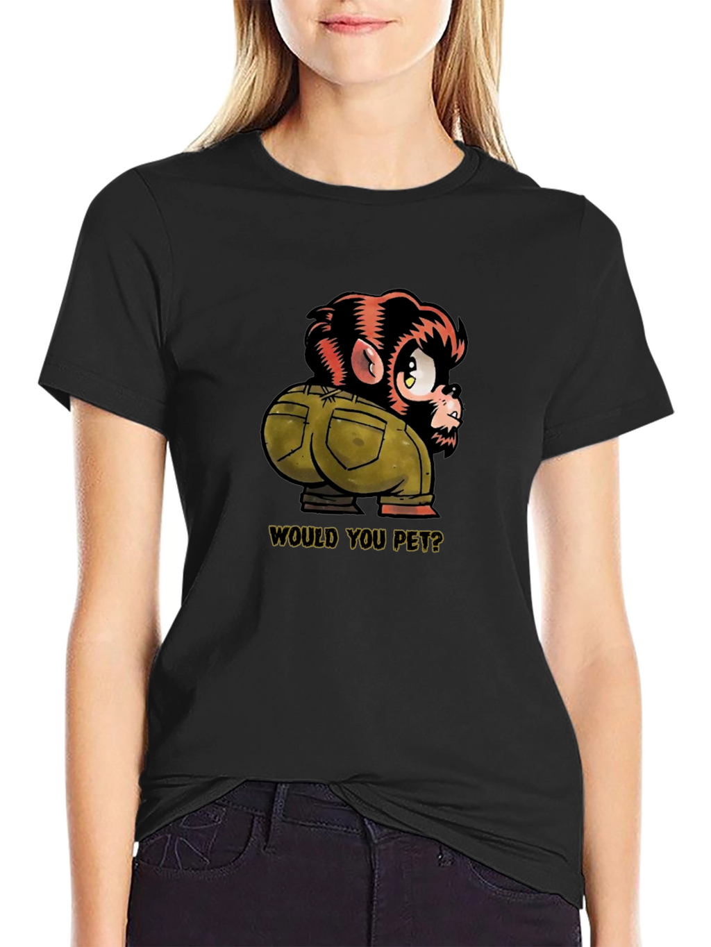 Monkey Butt T-Shirt - Would You Pet? Novelty Tee