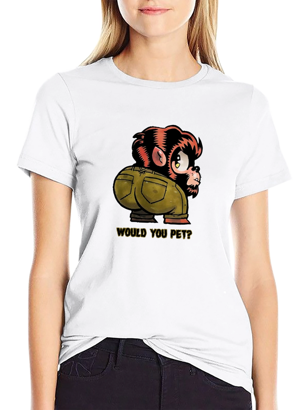 Monkey Butt T-Shirt - Would You Pet? Novelty Tee