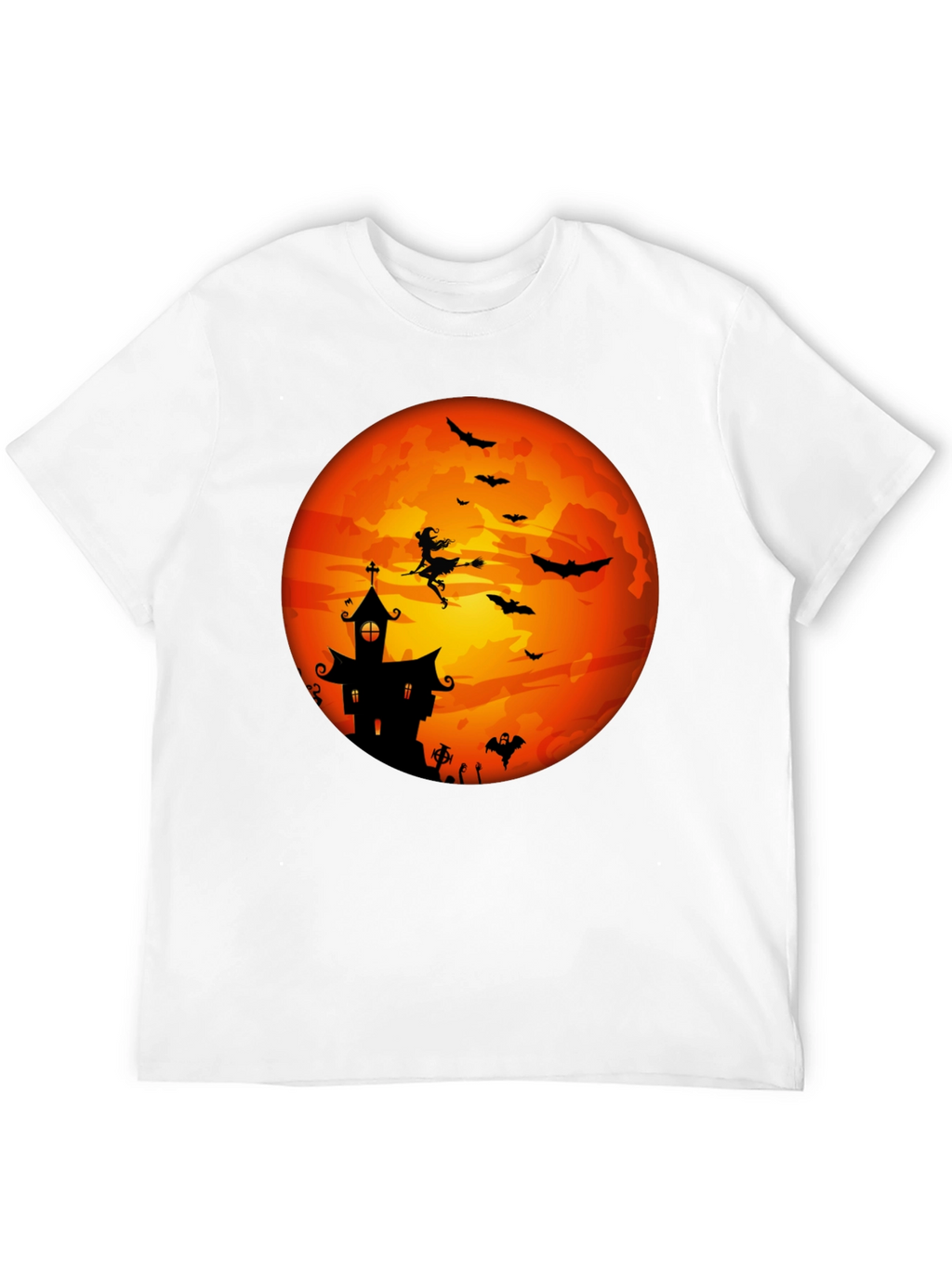 Halloween Moon Witch & Haunted House T-Shirt
