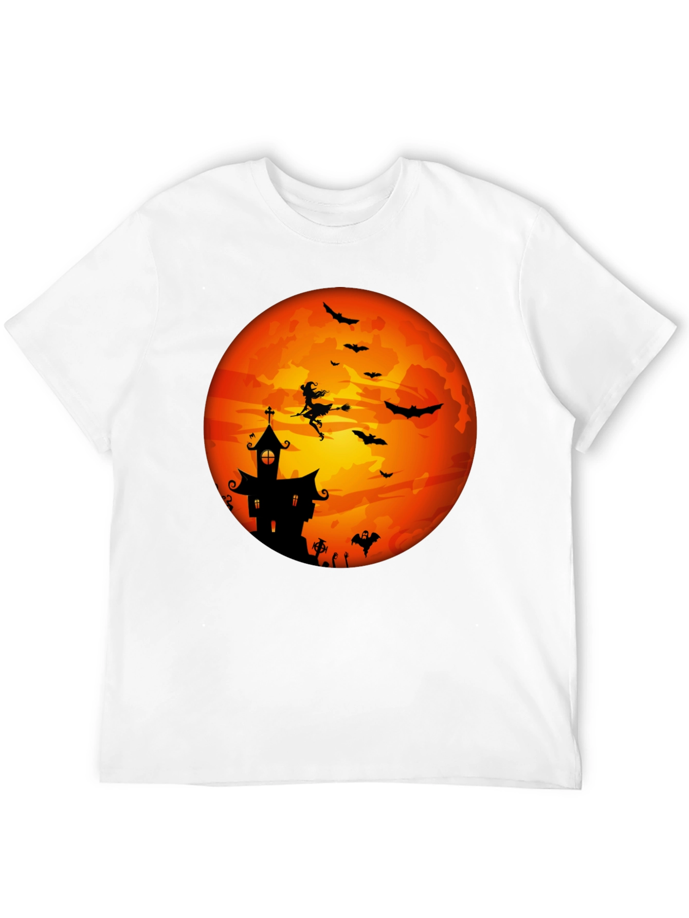 Halloween Moon Witch & Haunted House T-Shirt