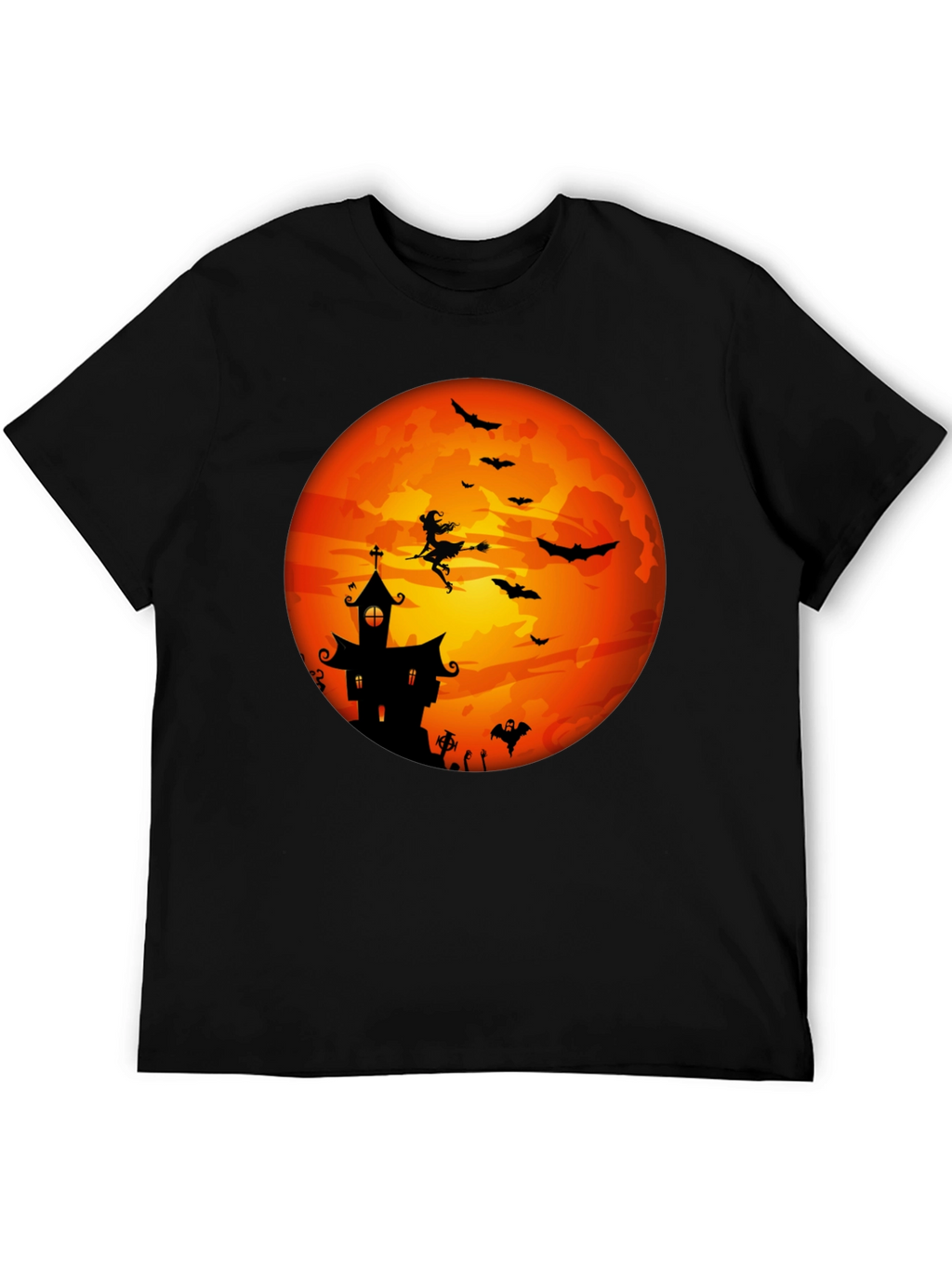 Halloween Moon Witch & Haunted House T-Shirt