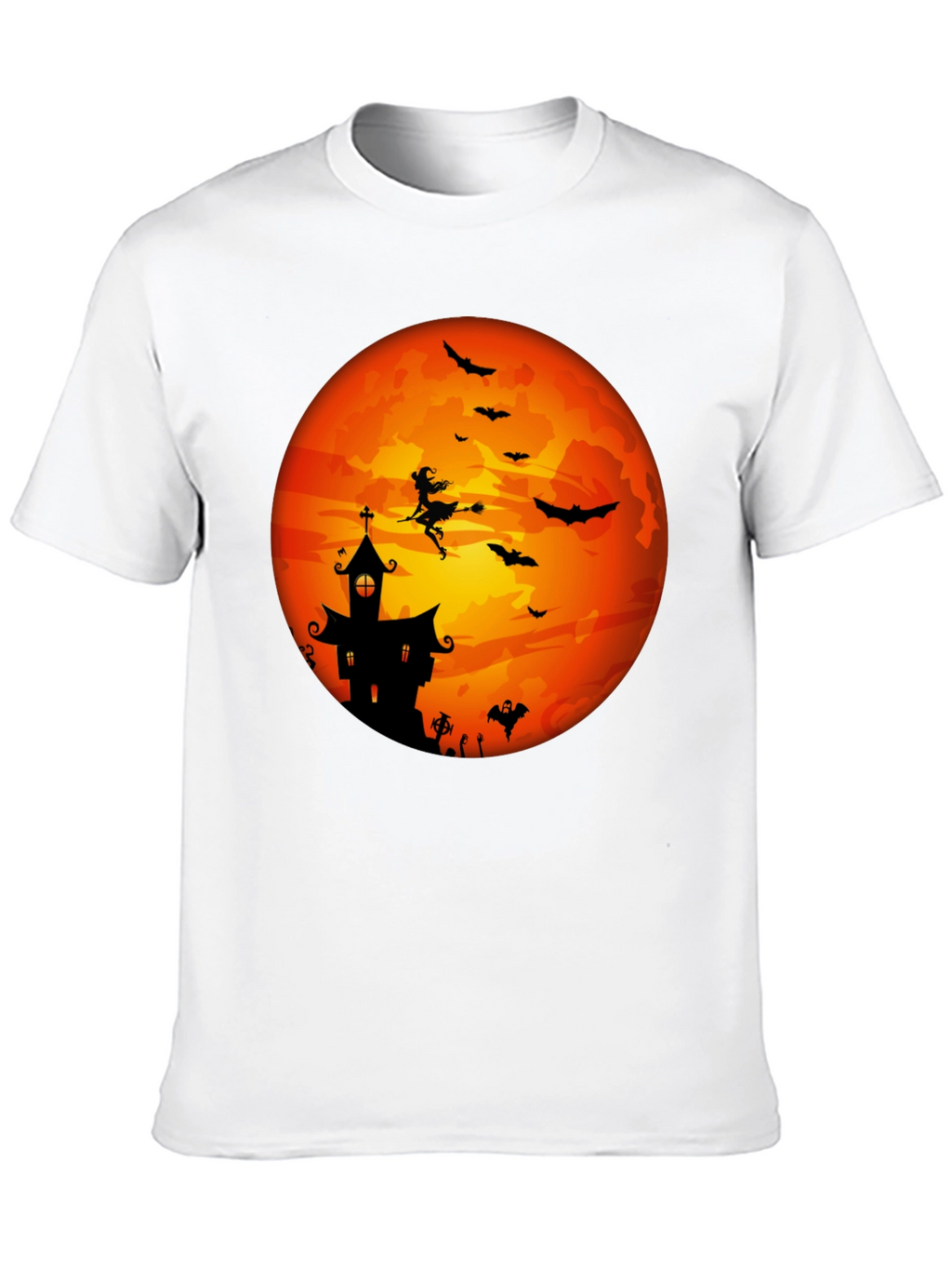 Halloween Moon Witch & Haunted House T-Shirt