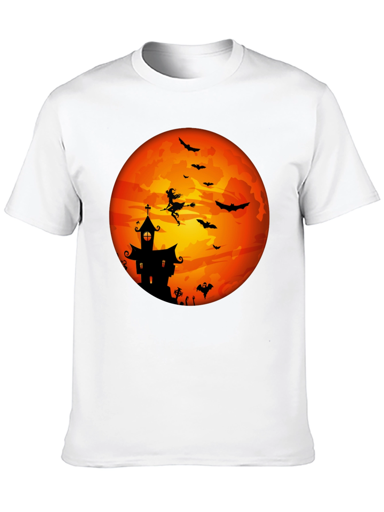Halloween Moon Witch & Haunted House T-Shirt