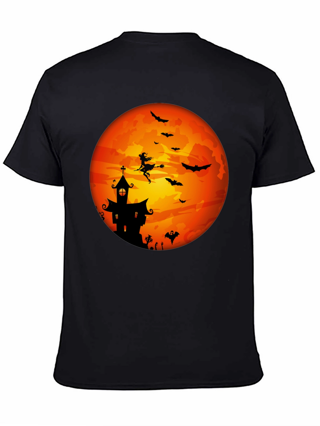 Halloween Moon Witch & Haunted House T-Shirt