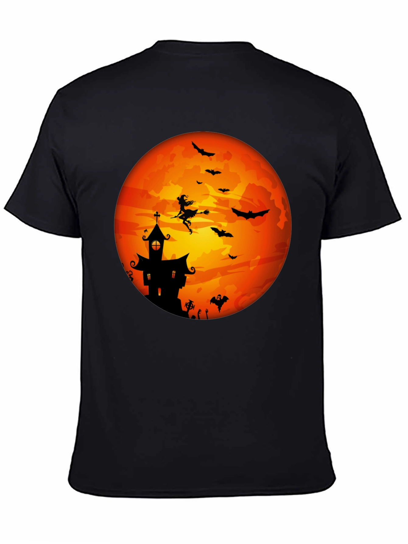 Halloween Moon Witch & Haunted House T-Shirt