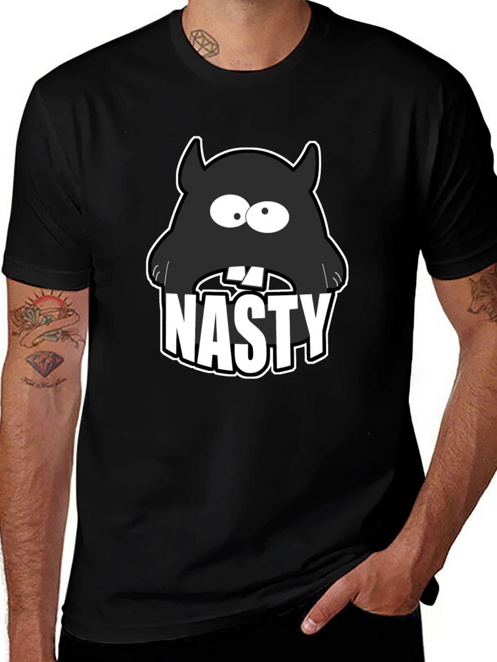 Nasty Monster Graphic T-Shirt - Black