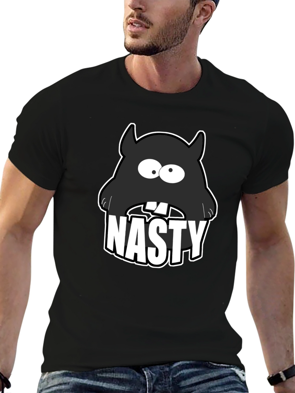 Nasty Monster Graphic T-Shirt - Black