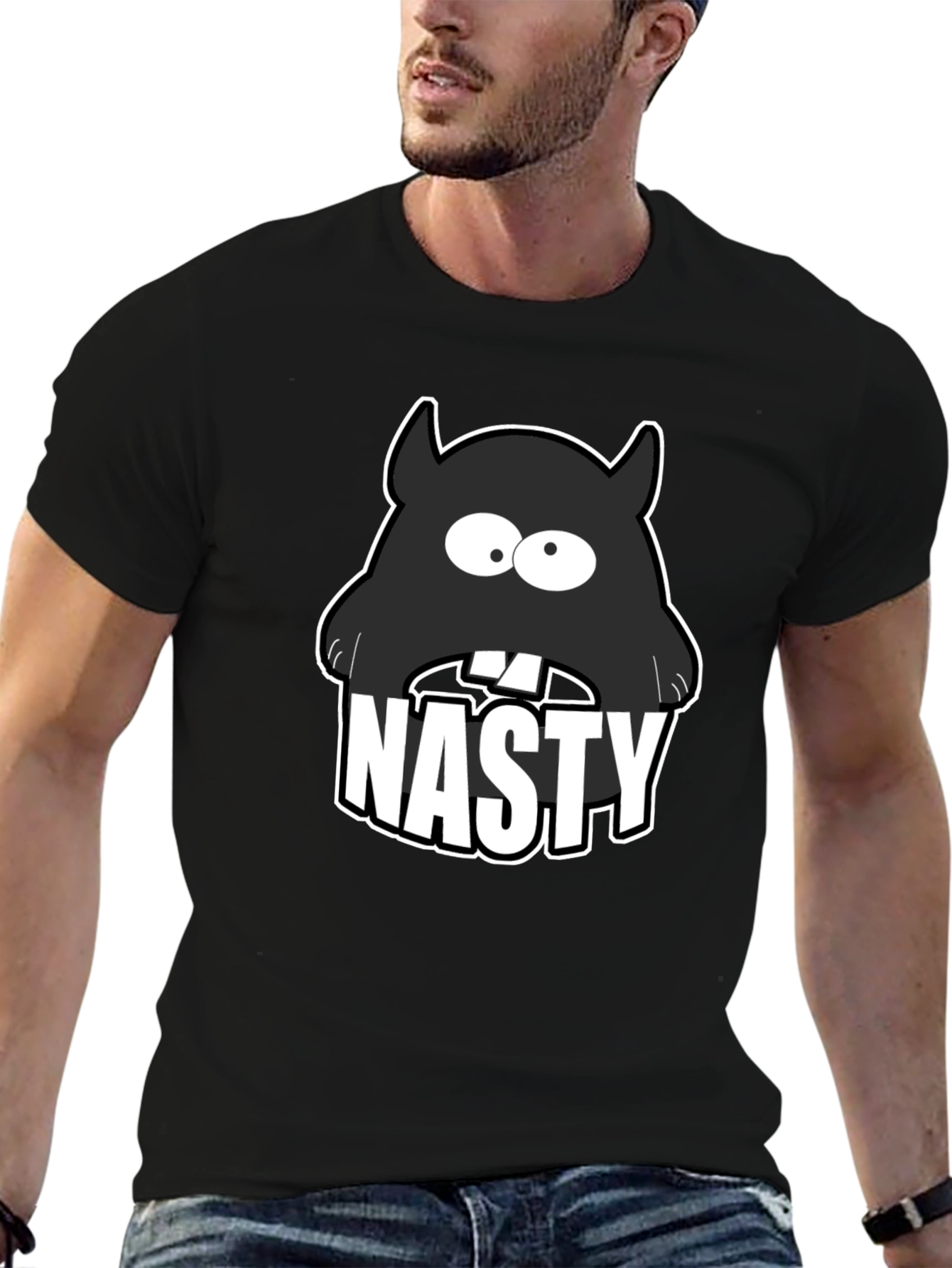Nasty Monster Graphic T-Shirt - Black