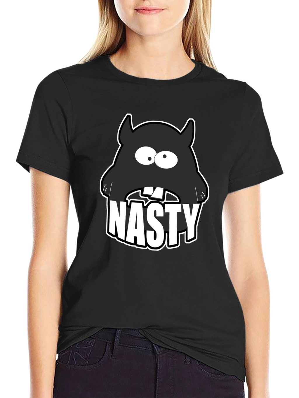 Nasty Monster Graphic T-Shirt - Black