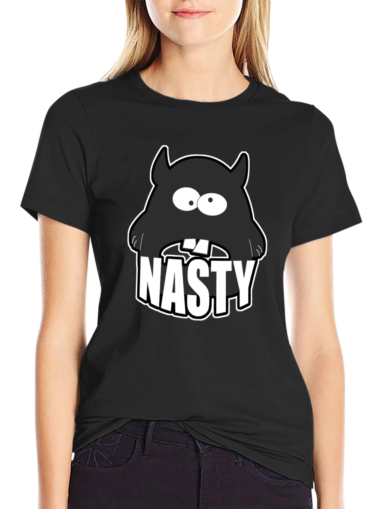 Nasty Monster Graphic T-Shirt - Black