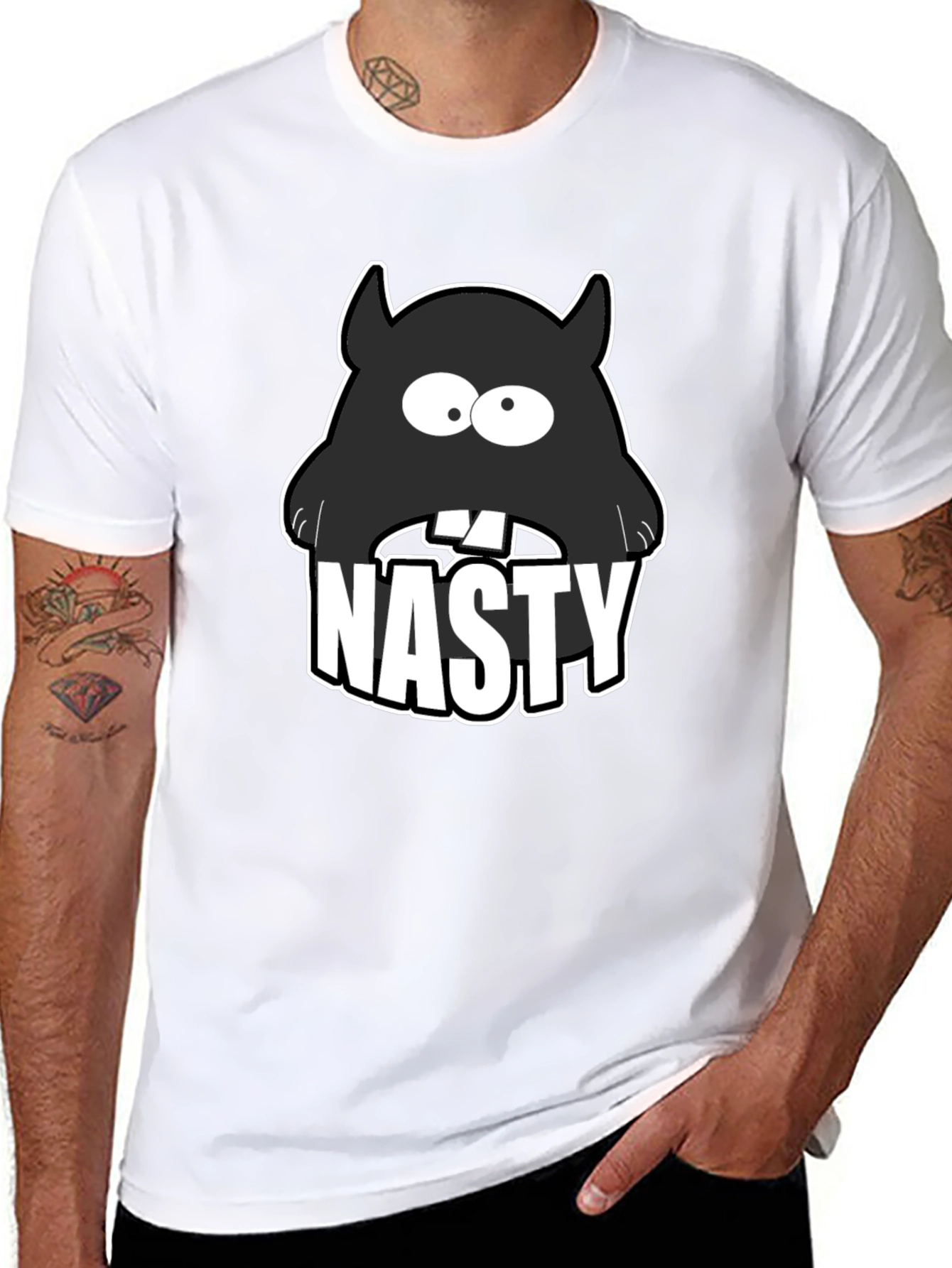 Nasty Monster Graphic T-Shirt - Black
