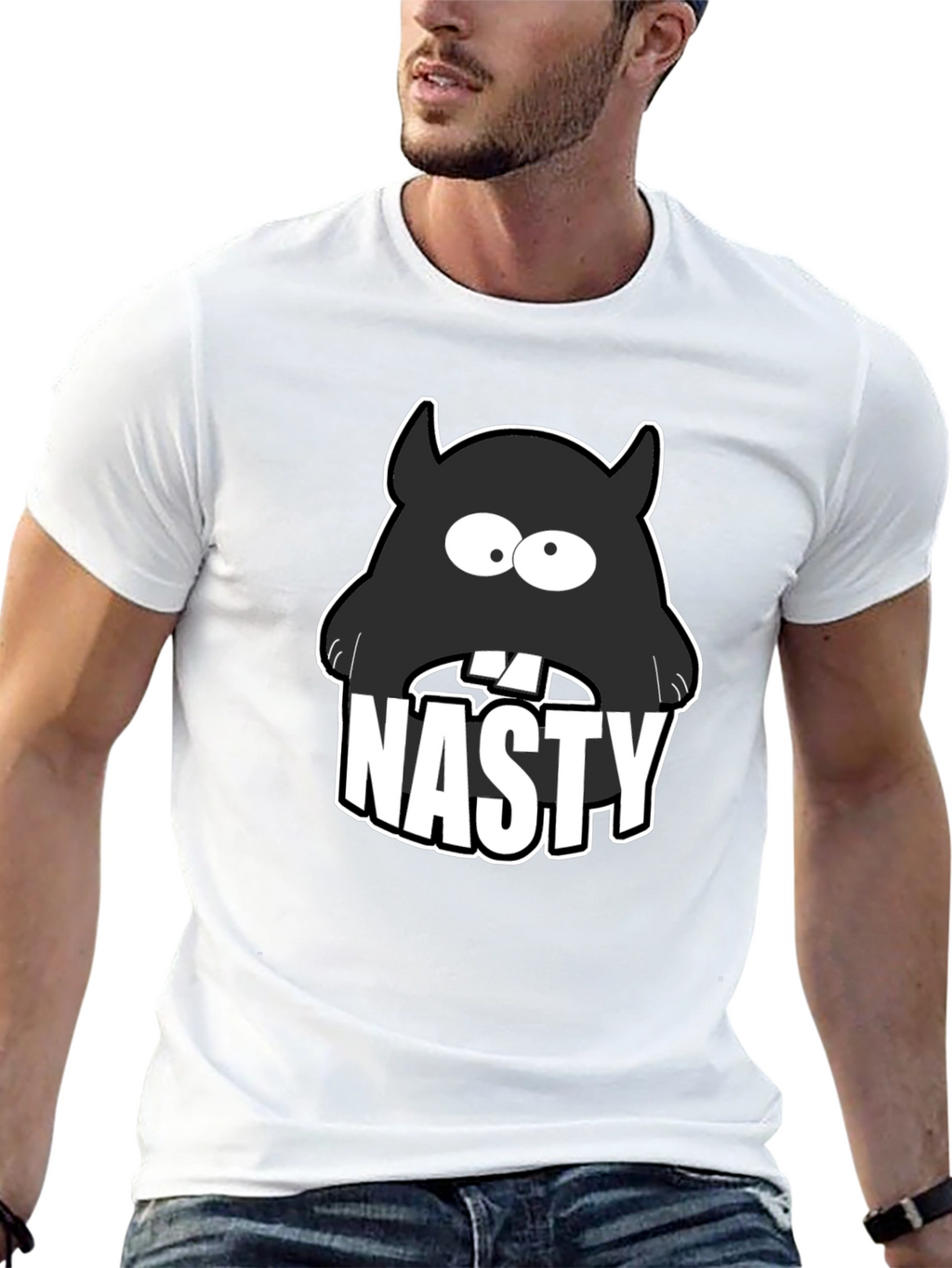 Nasty Monster Graphic T-Shirt - Black