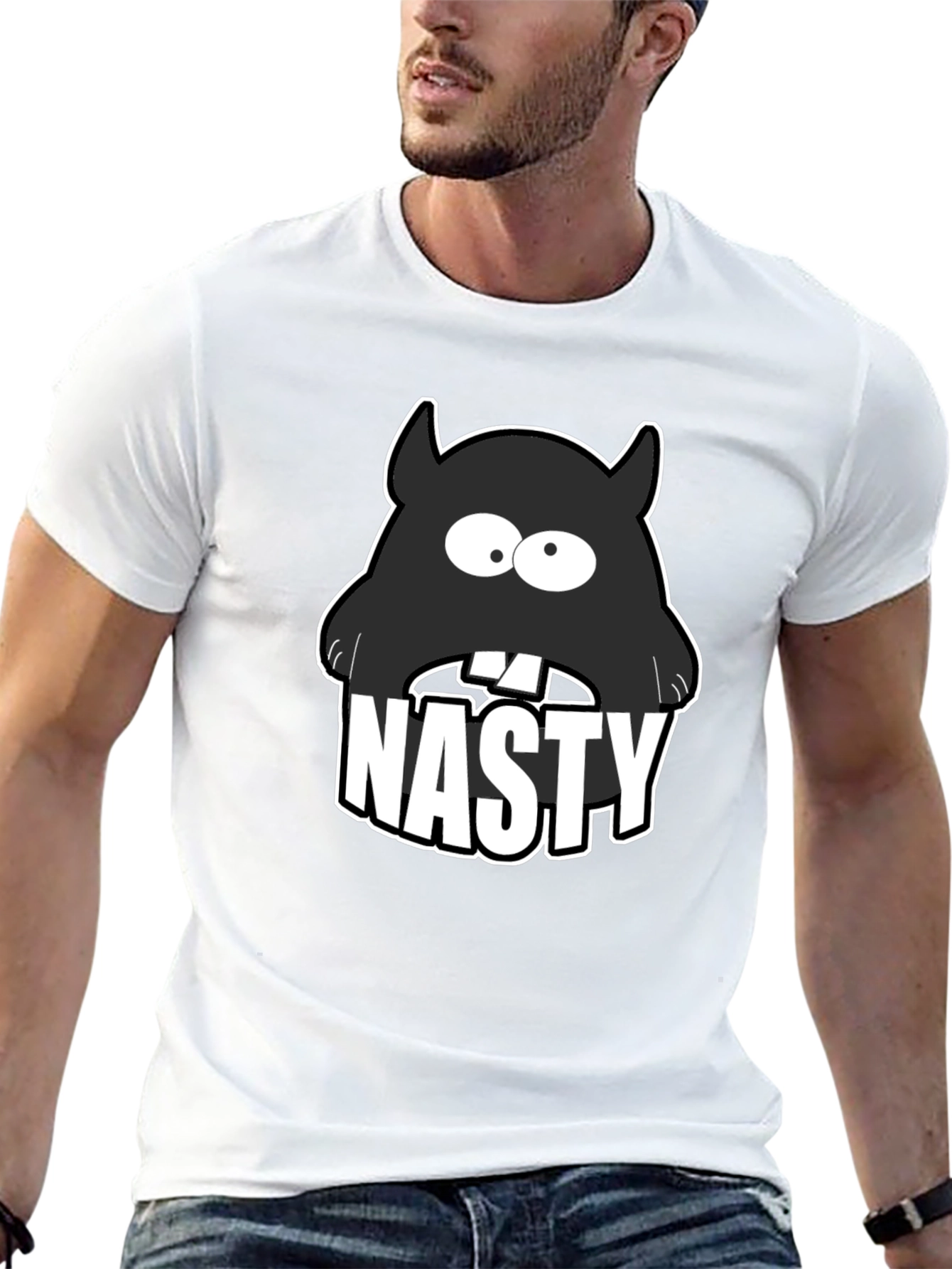 Nasty Monster Graphic T-Shirt - Black