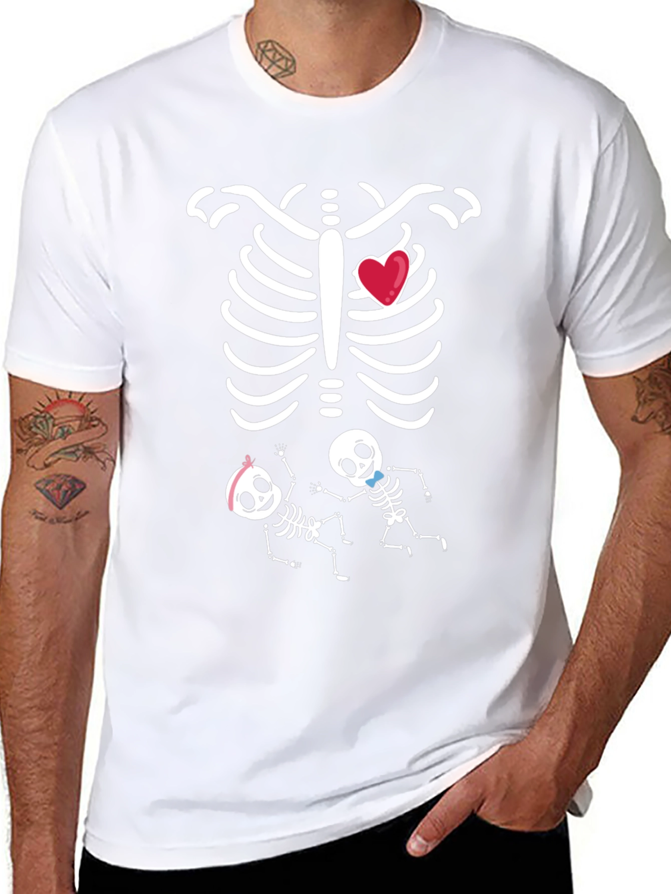 Funny Twin Skeleton Pregnancy T-Shirt