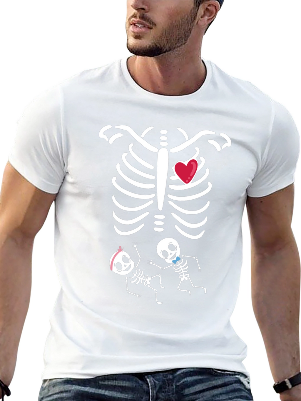 Funny Twin Skeleton Pregnancy T-Shirt