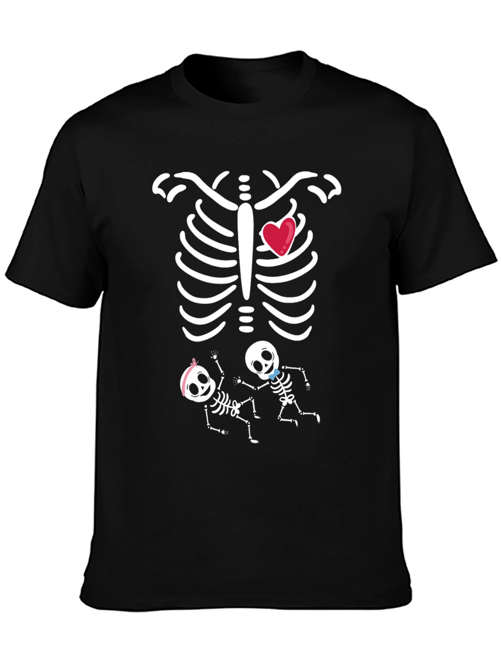 Funny Twin Skeleton Pregnancy T-Shirt