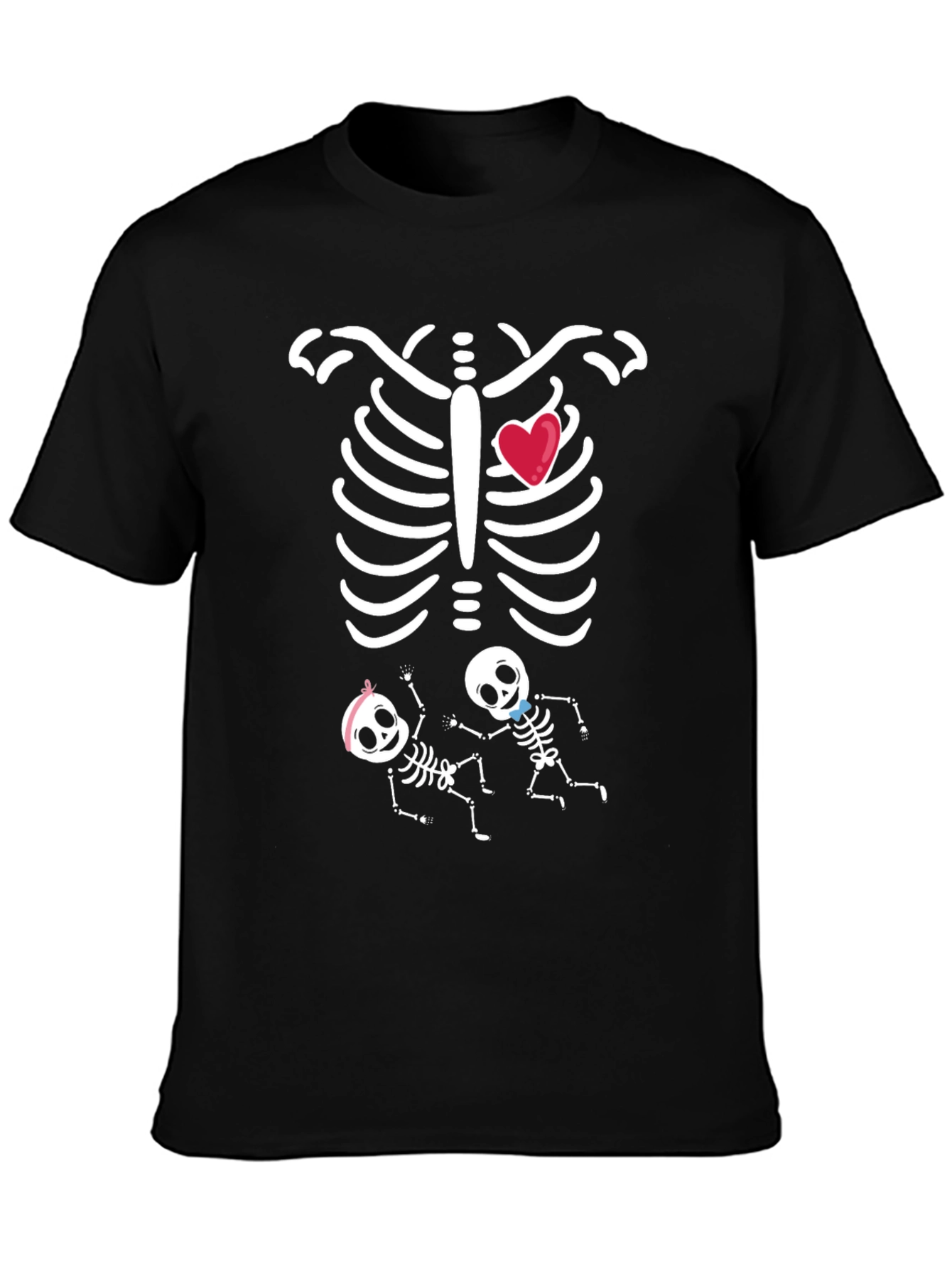 Funny Twin Skeleton Pregnancy T-Shirt