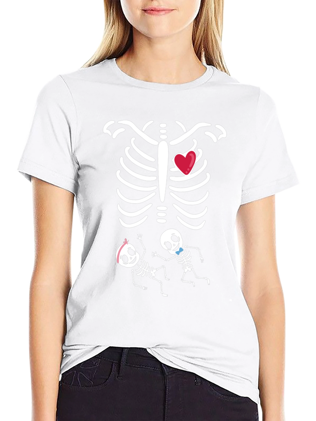 Funny Twin Skeleton Pregnancy T-Shirt