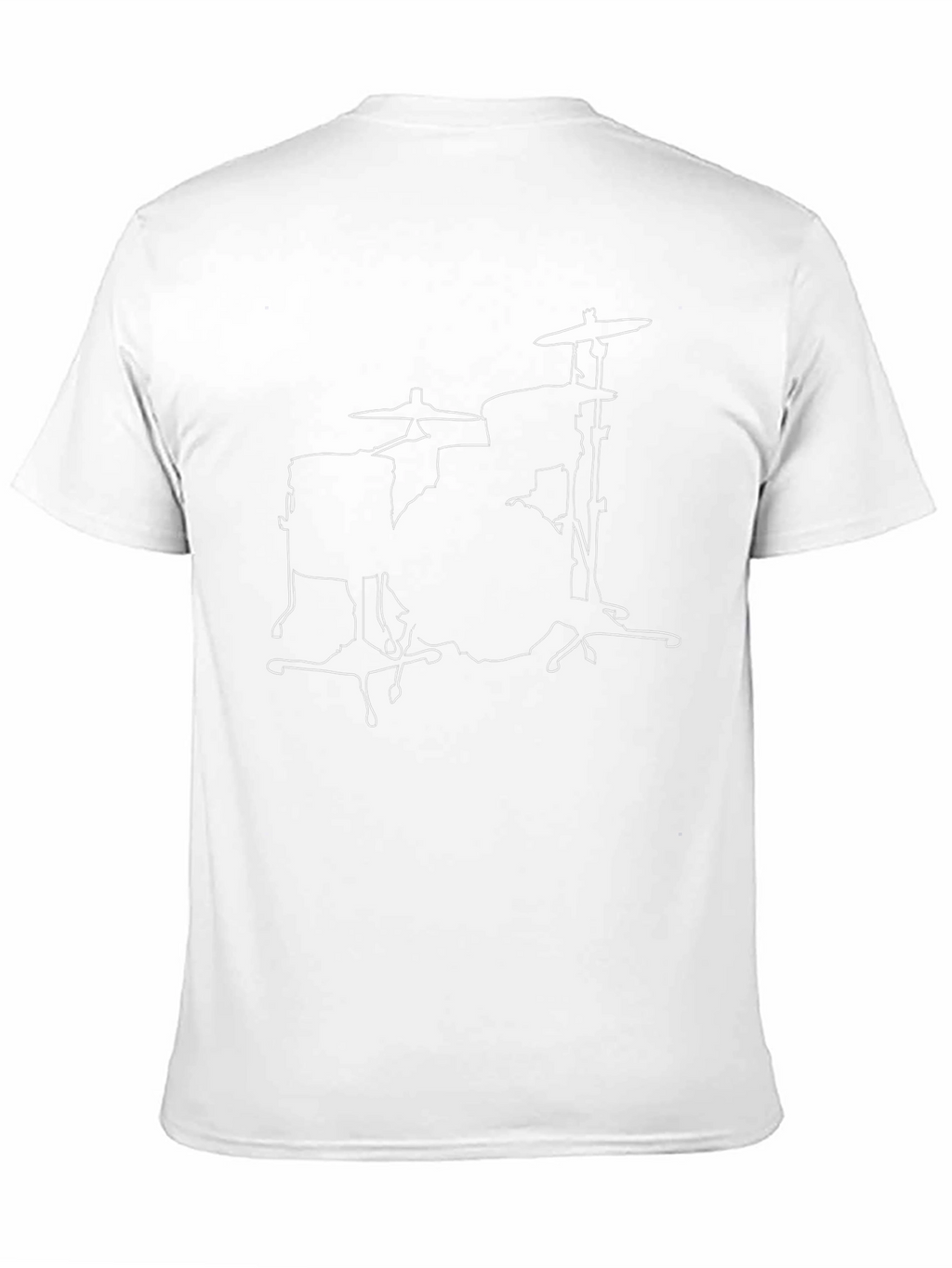 Drum Kit Outline Black T-Shirt - Music Lover Tee