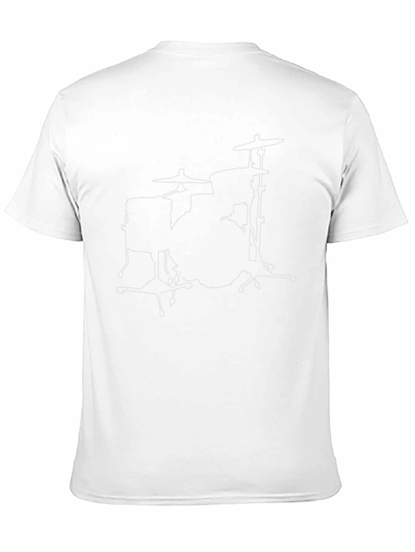 Drum Kit Outline Black T-Shirt - Music Lover Tee