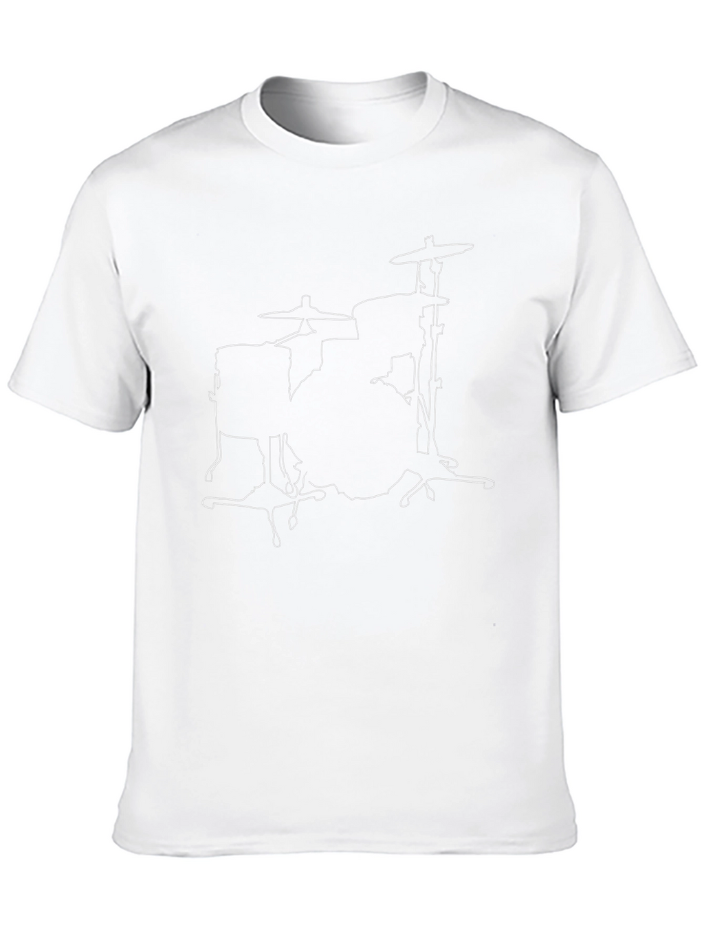 Drum Kit Outline Black T-Shirt - Music Lover Tee