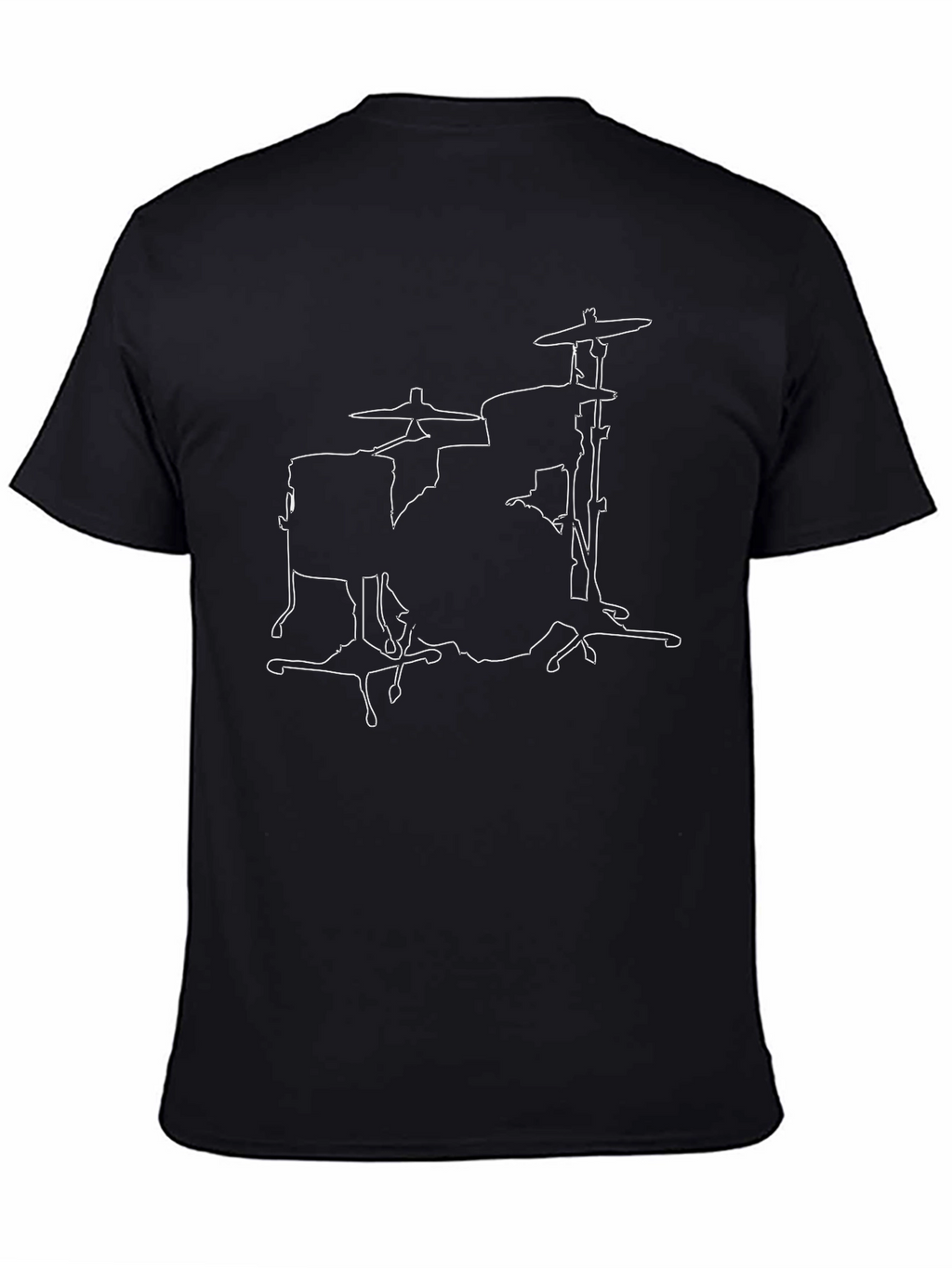 Drum Kit Outline Black T-Shirt - Music Lover Tee