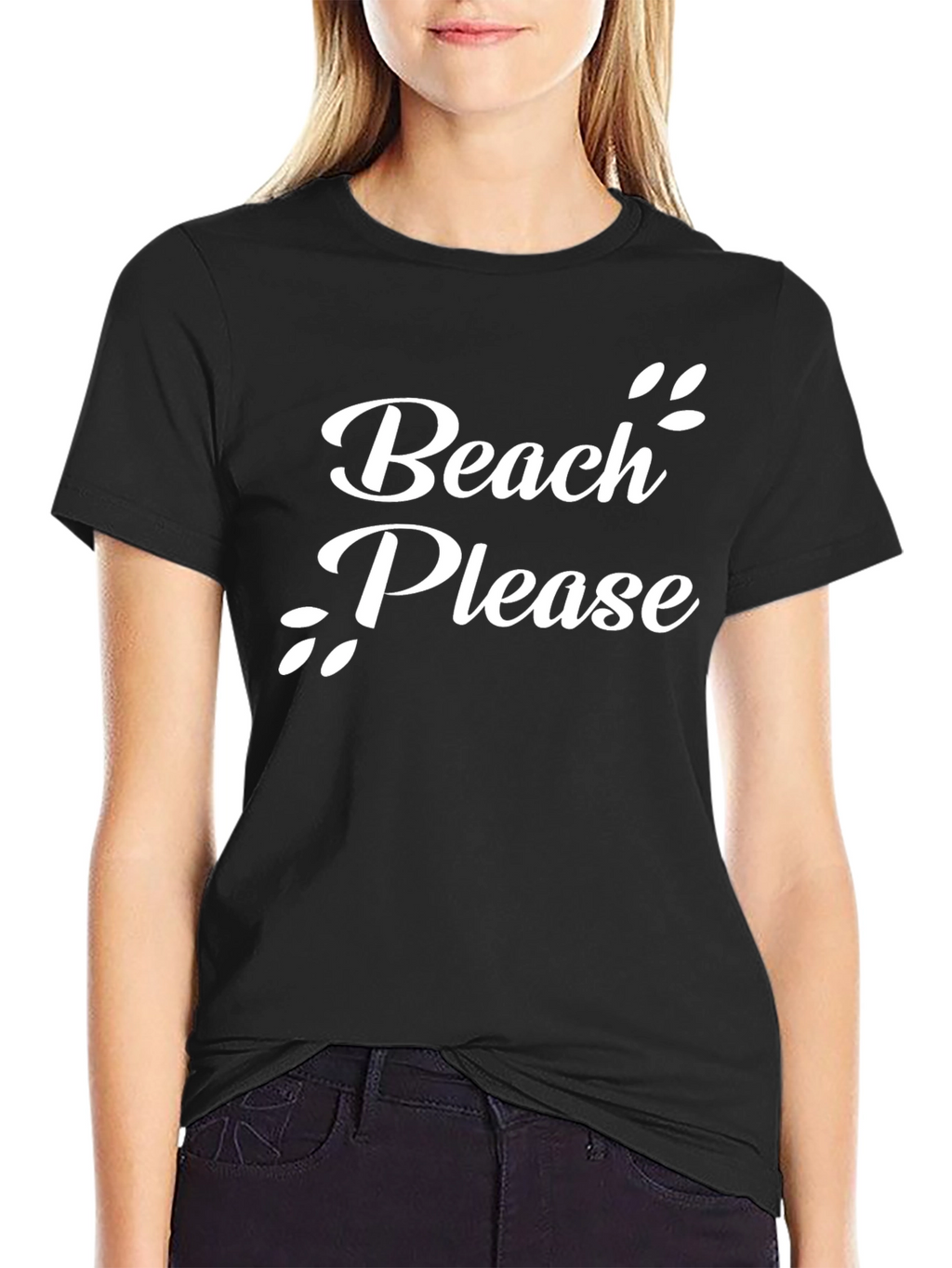 Beach Please Black Graphic T-Shirt