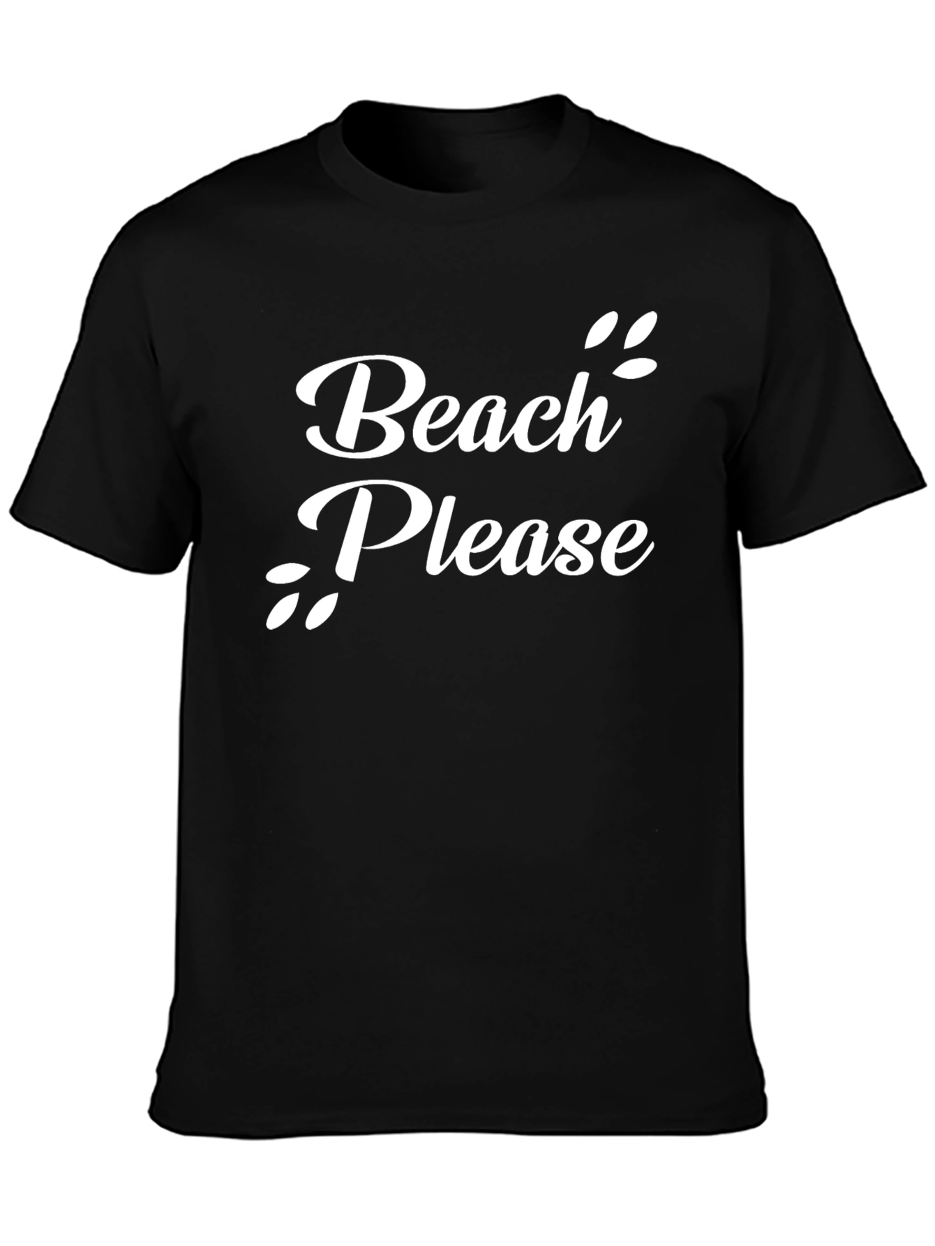 Beach Please Black Graphic T-Shirt