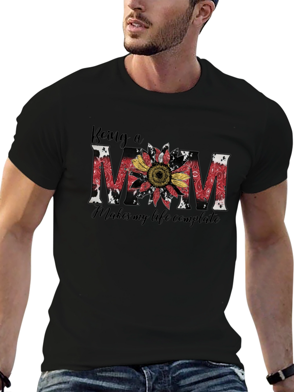 Being A Mom Sunflower Graphic T-Shirt