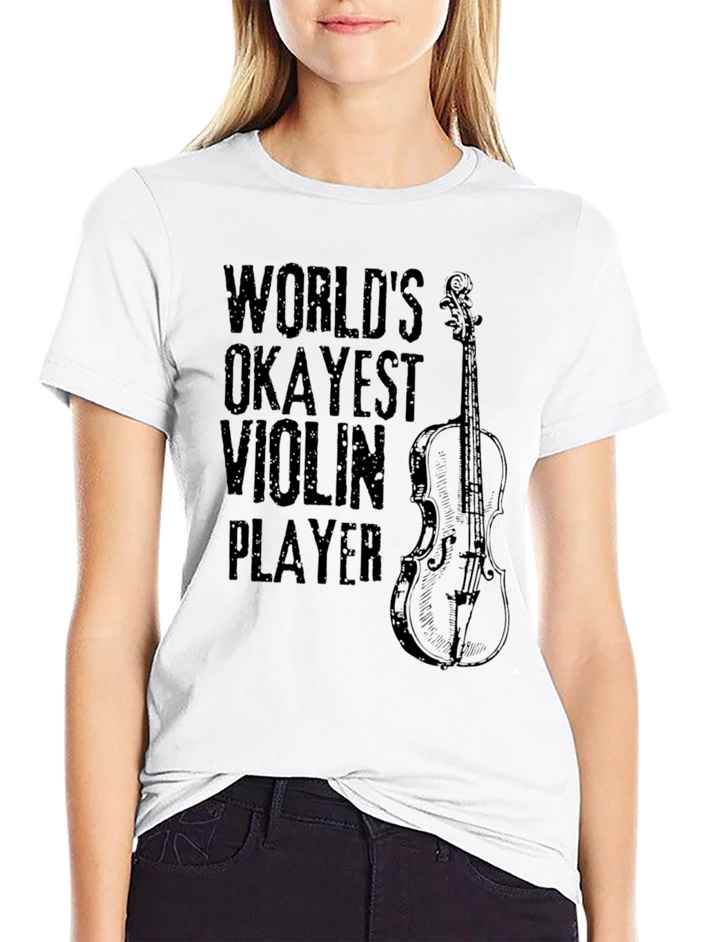 Worlds Okayest Violin Player Black Graphic Tee