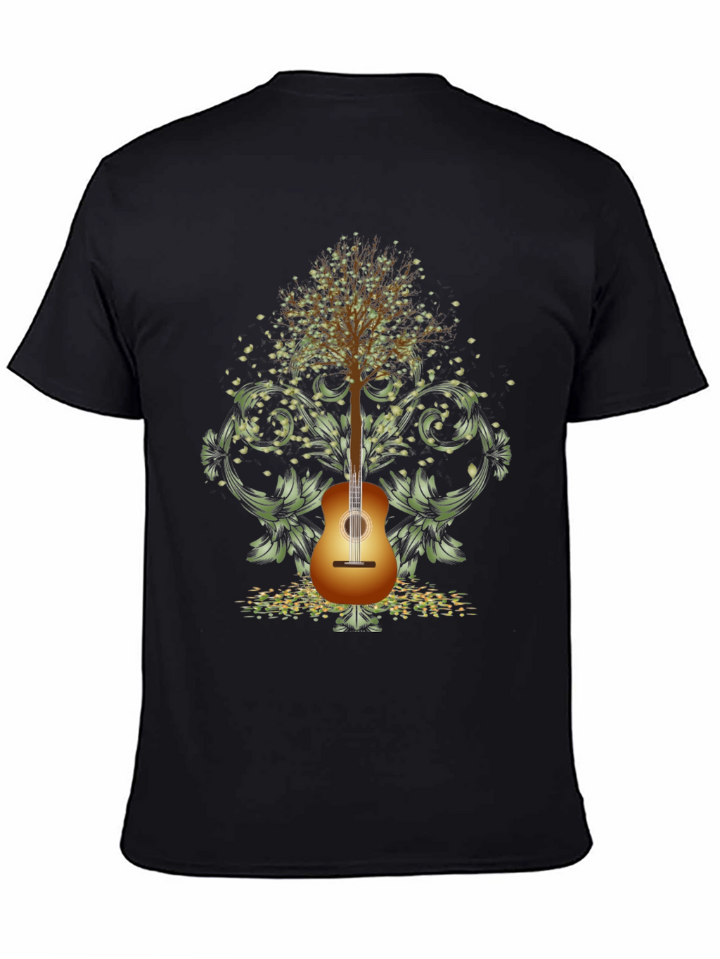 Guitar Tree Mens Black T-Shirt
