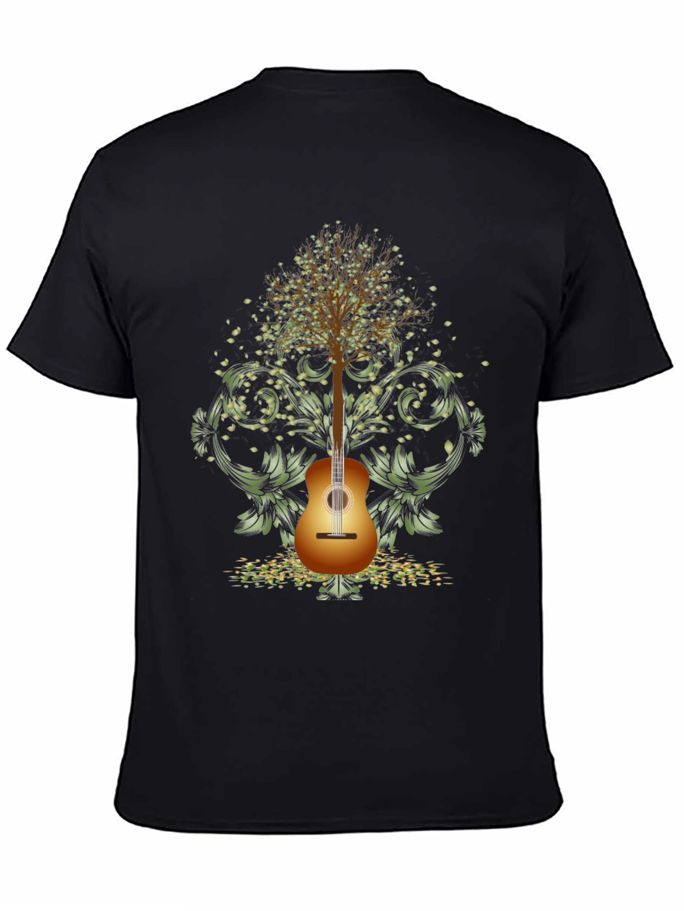 Guitar Tree Mens Black T-Shirt