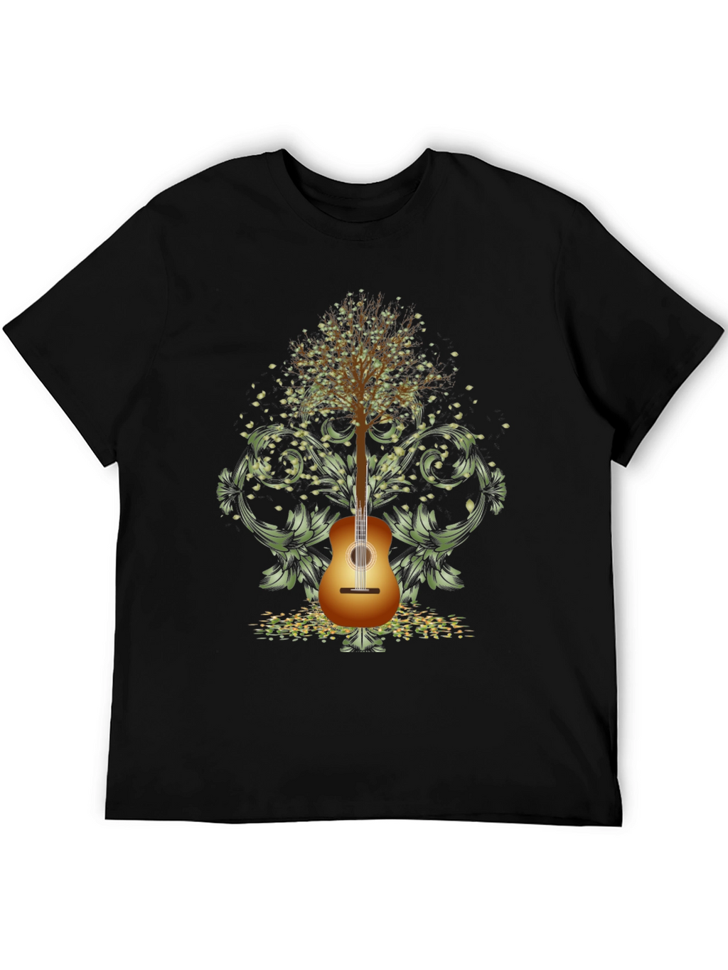 Guitar Tree Mens Black T-Shirt