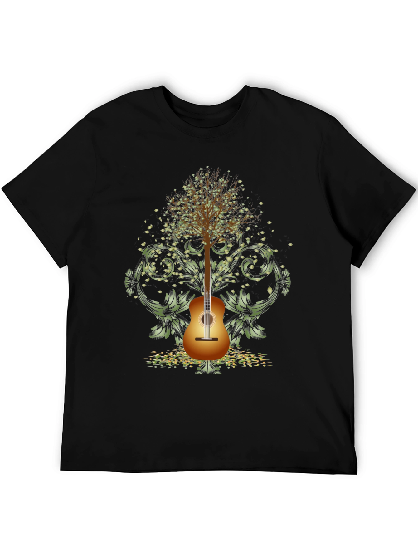 Guitar Tree Mens Black T-Shirt