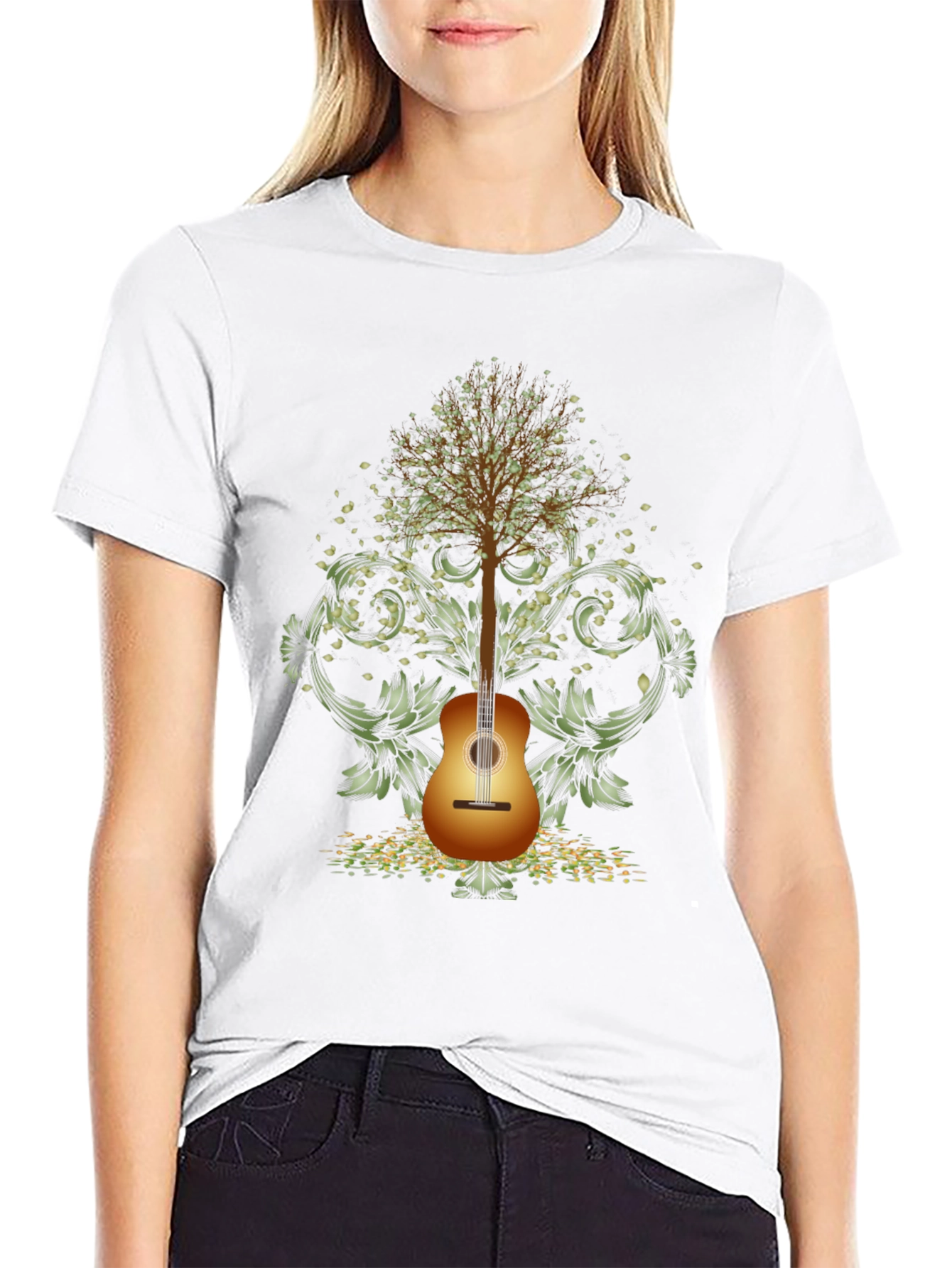 Guitar Tree Mens Black T-Shirt