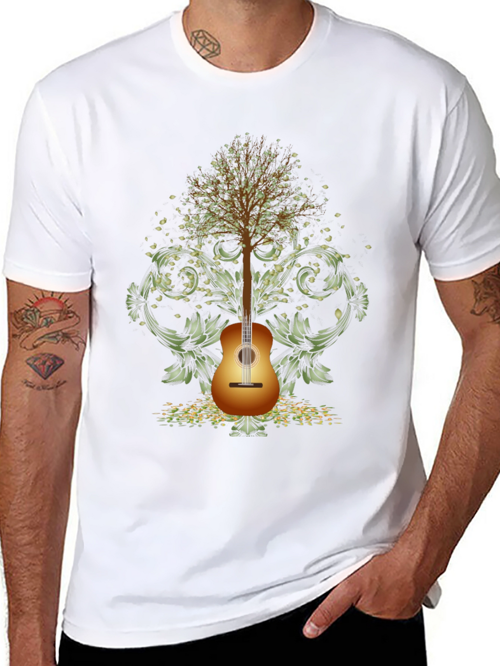 Guitar Tree Mens Black T-Shirt