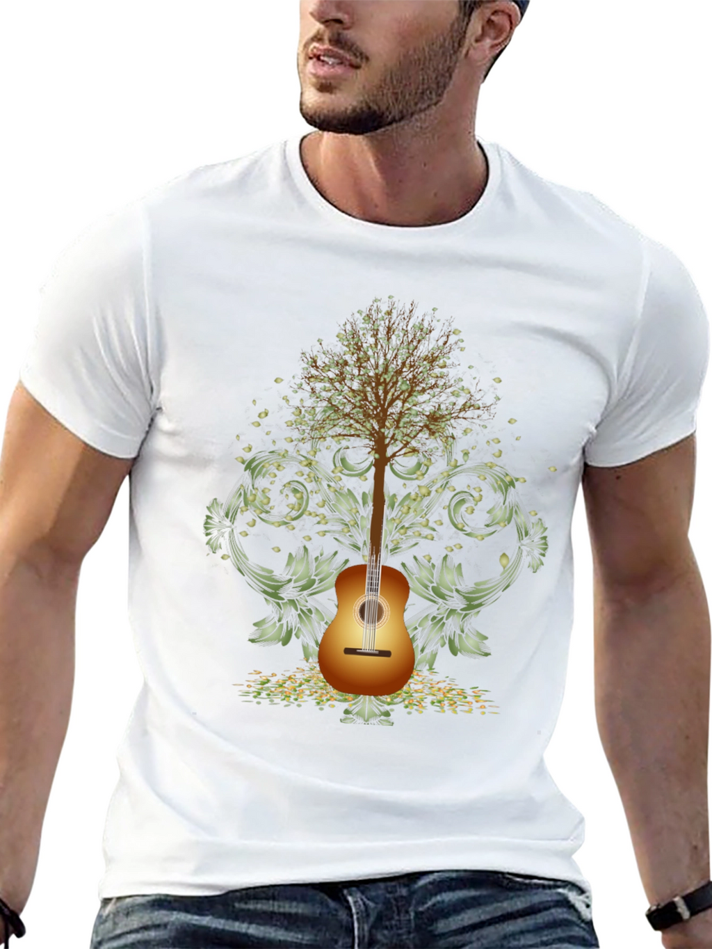 Guitar Tree Mens Black T-Shirt