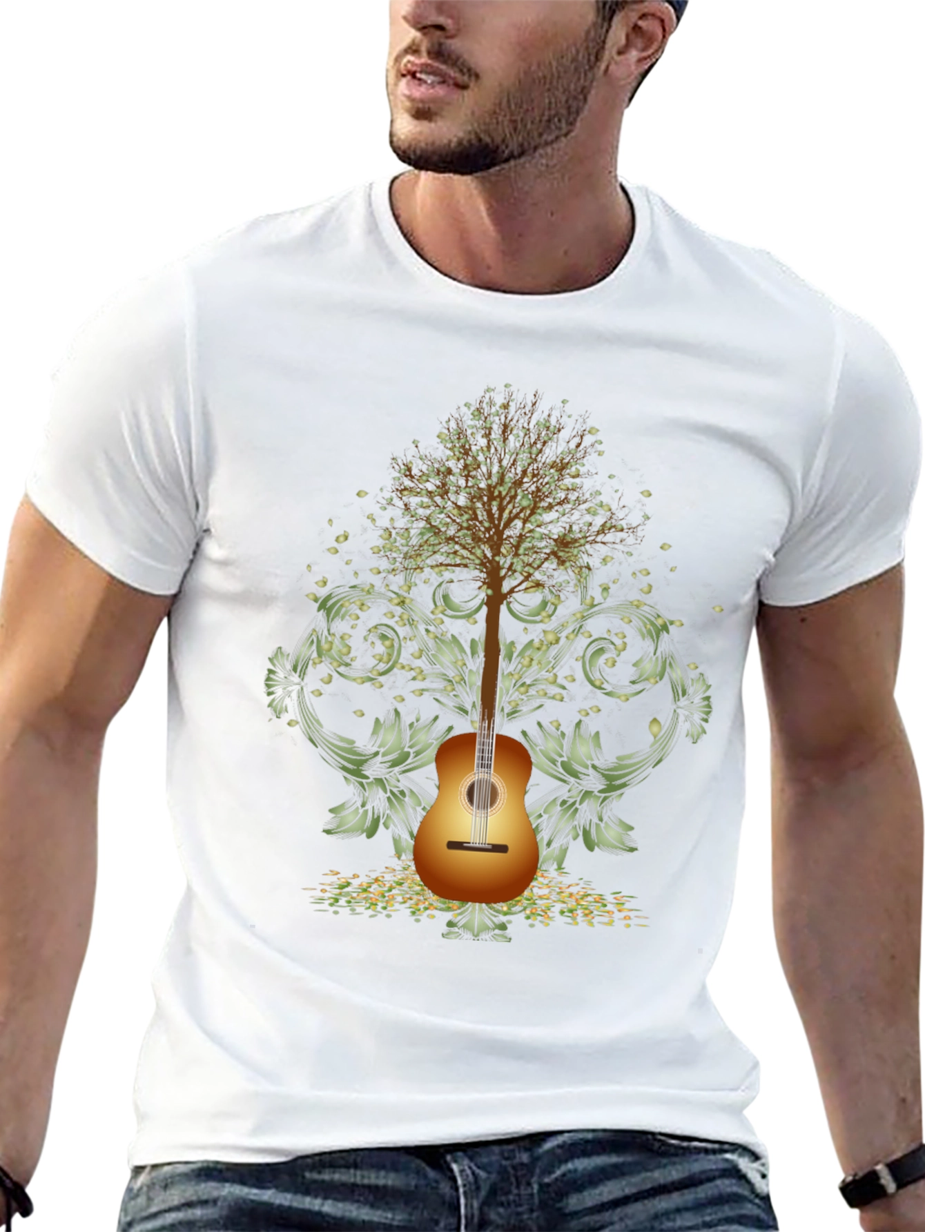 Guitar Tree Mens Black T-Shirt