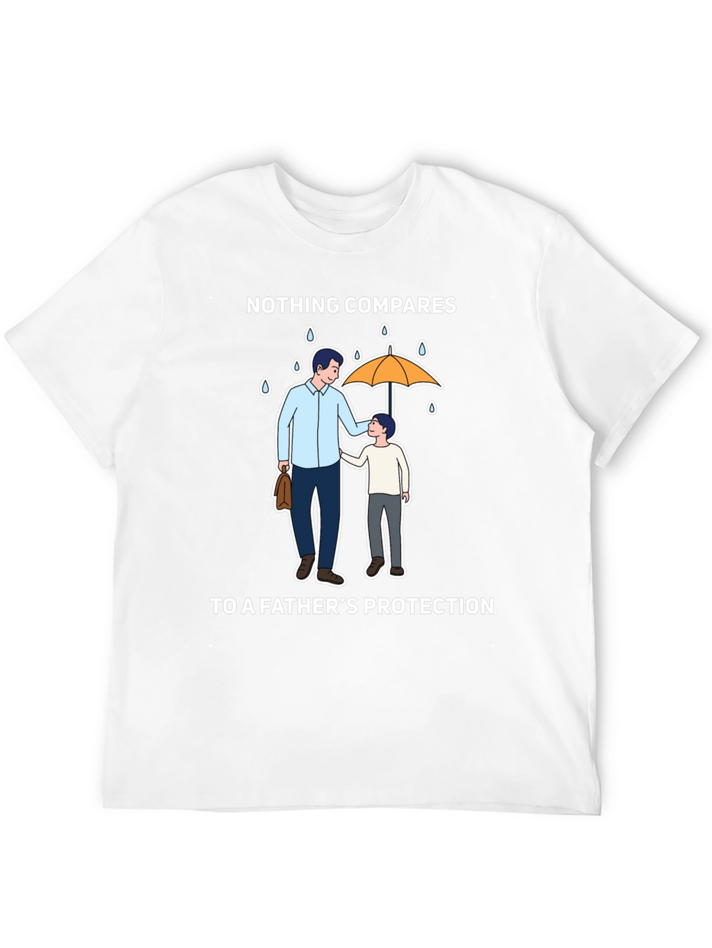 Fathers Protection T-Shirt - Dad & Son Under Umbrella