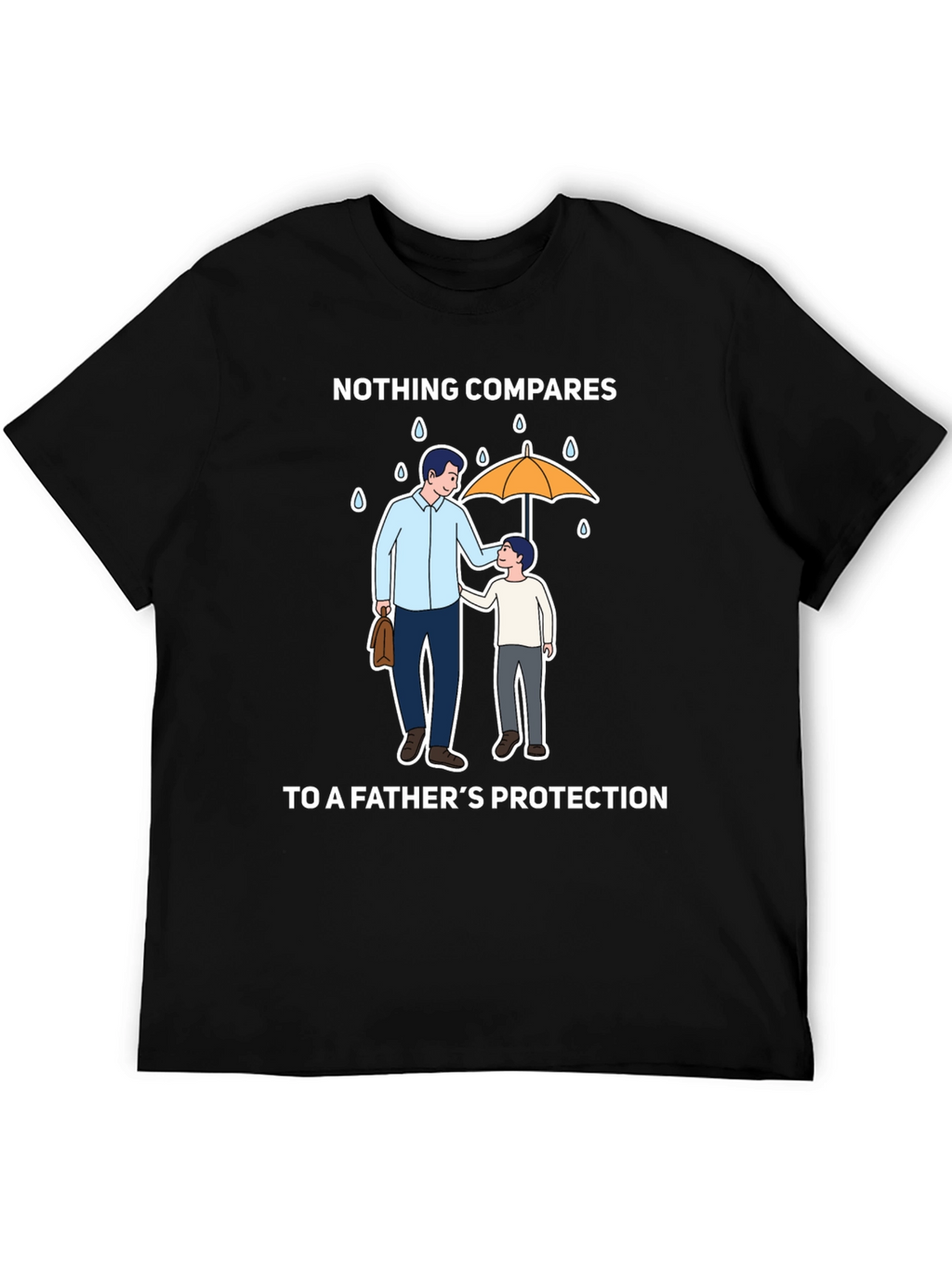 Fathers Protection T-Shirt - Dad & Son Under Umbrella
