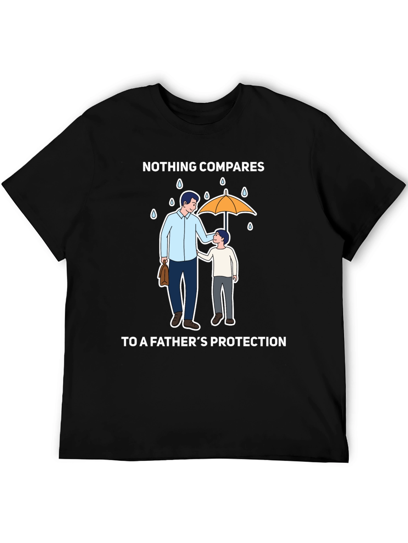 Fathers Protection T-Shirt - Dad & Son Under Umbrella