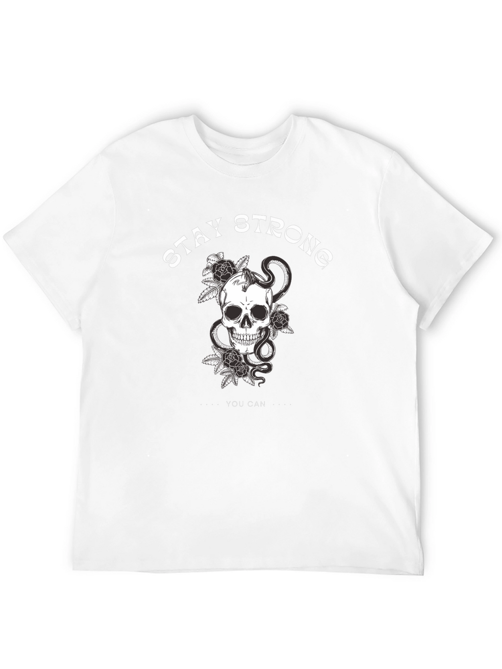 Stay Strong Skull Graphic Black T-Shirt